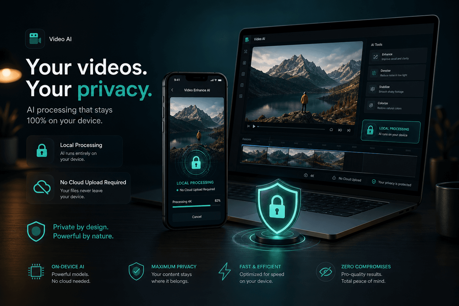 Local on-device processing visual with privacy shield for PixelJex
